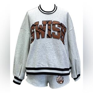 QUEEN OF SPARKLES Gray and Brown SWISH Sweatshirt Only
